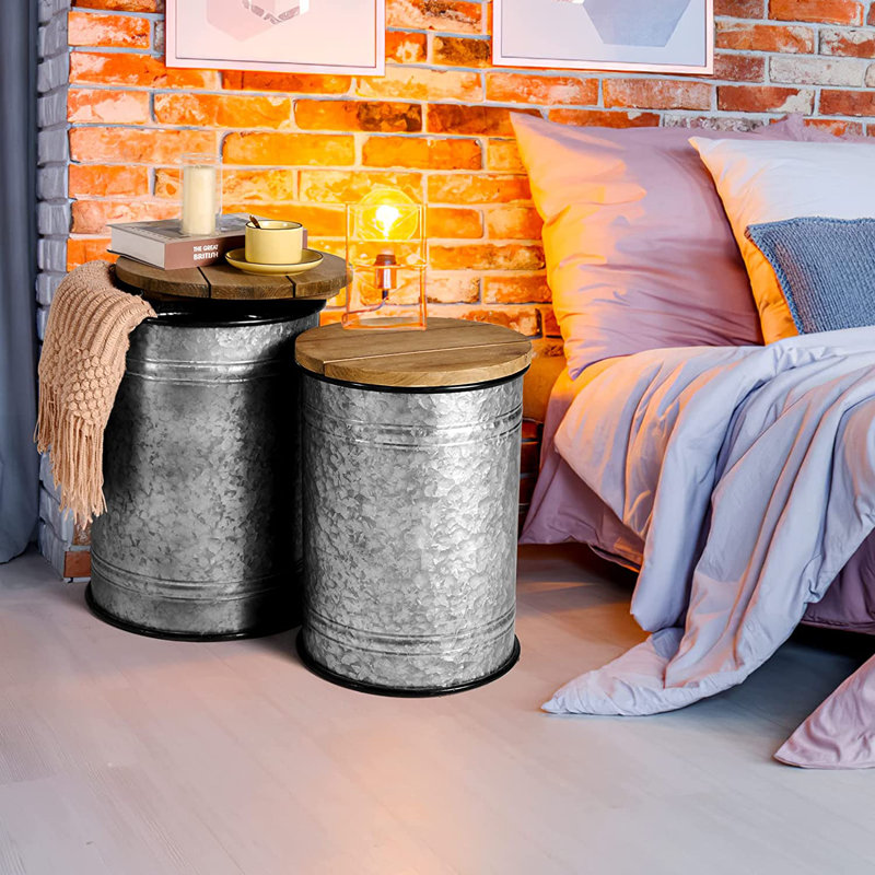 Williston Solid Wood Drum End Tables with Storage Wayfair